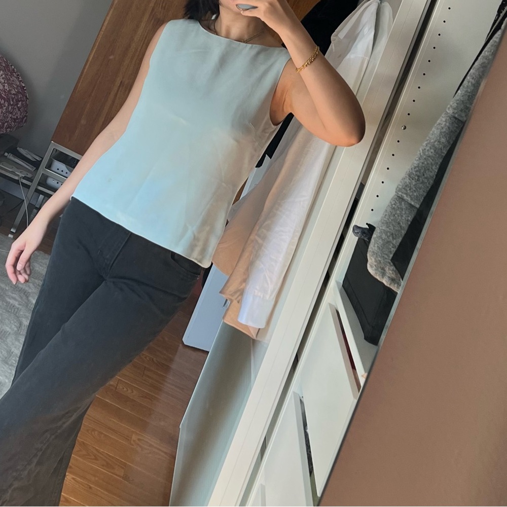 baby blue silk shell